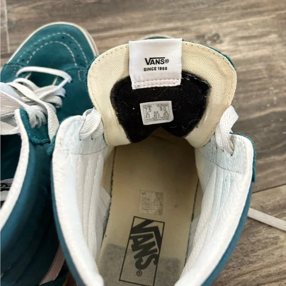 Vans SK8-HI Caribbean Blue and White High-Top Sneakers with White Laces - Picture 4 of 4